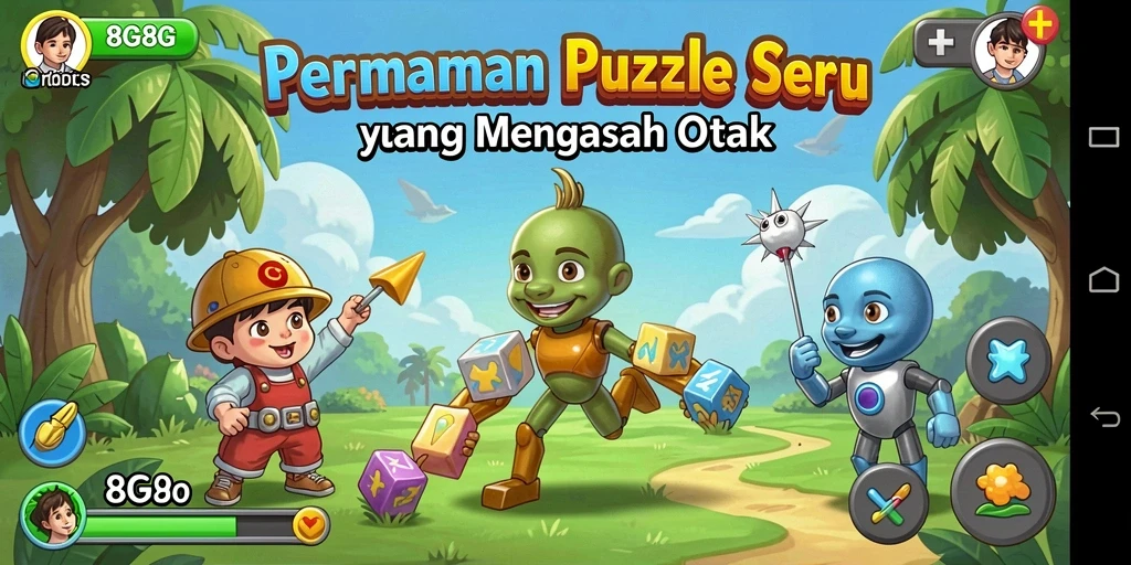 Tampilan gameplay 8G8G yang penuh warna dan menantang.
