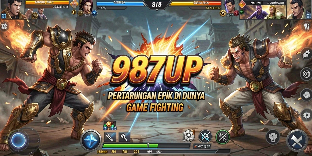 Gameplay Fighting seru di 987UP dengan karakter unik.