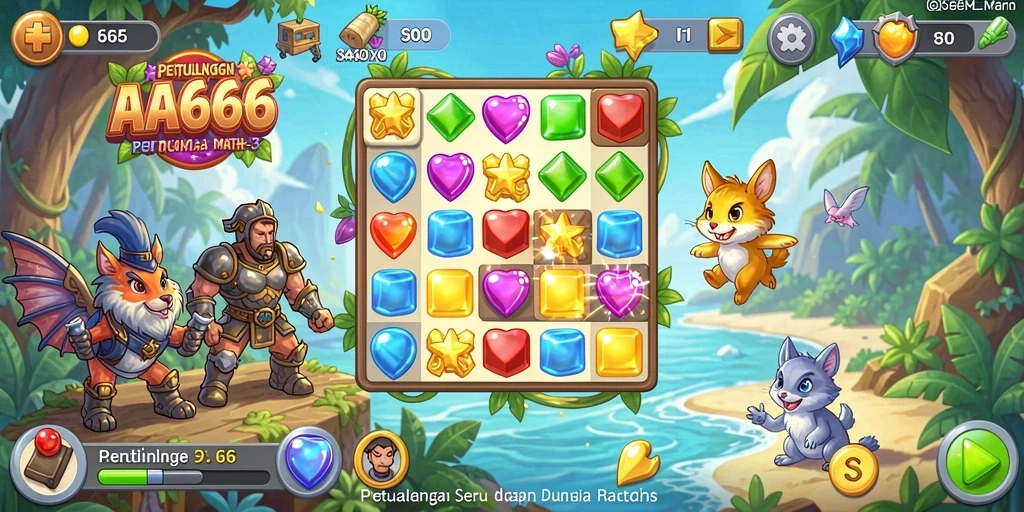 Screenshot gameplay AA666 menampilkan keseruan permainan Match-3.