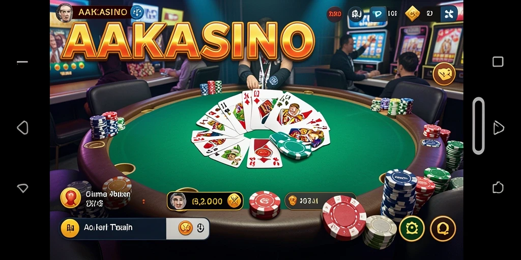 Screenshot utama AAKASINO menampilkan aksi seru di meja Poker.