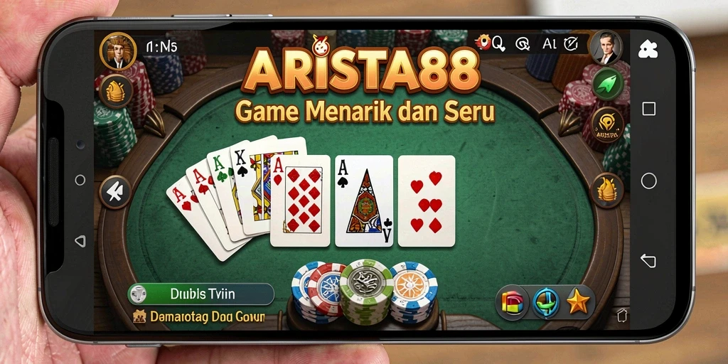 Menampilkan gameplay seru ARISTA88 dalam permainan domino.