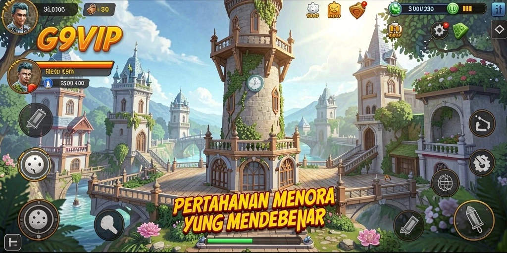 Tangkapan layar gameplay G9VIP yang menarik dalam Tower Defense.