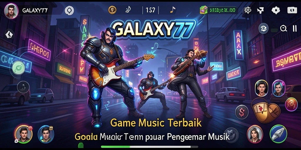 Tampilan menarik dari gameplay GALAXY77 dengan berbagai alat musik.