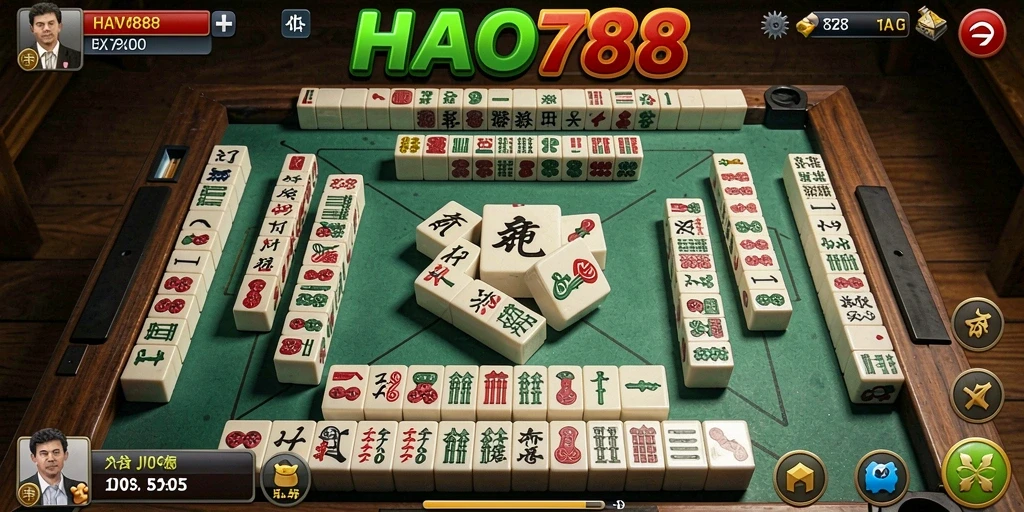 Screenshot HAO788 menampilkan permainan Mahjong yang seru dengan grafis menarik.