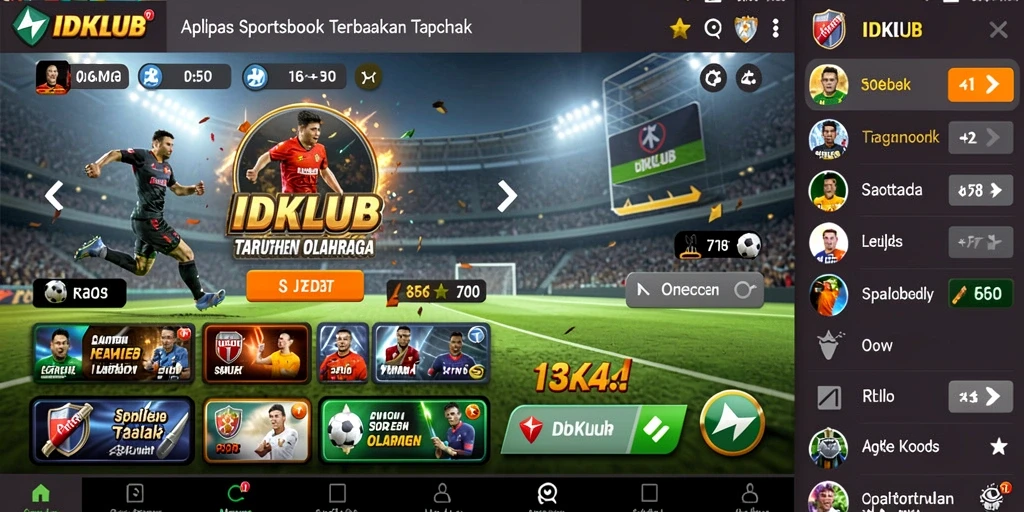 Screenshot gameplay IDKLUB yang menunjukkan fitur taruhan olahraga.