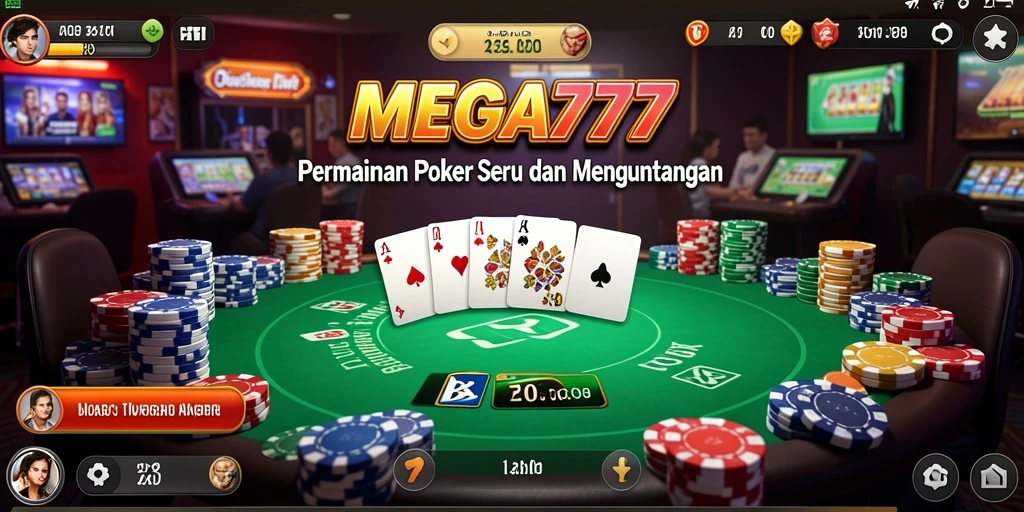 Tampilan gameplay Poker yang mendebarkan di MEGA777.