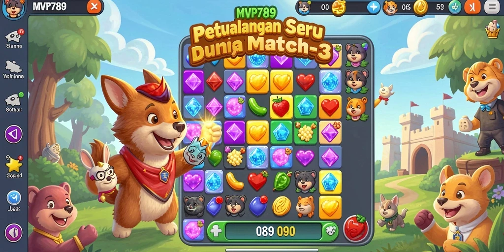 Tampilan gameplay seru dari MVP789 dengan kombinasi warna-warni.