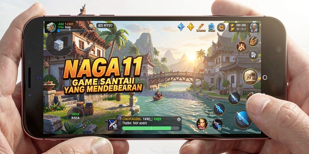 Screenshot gameplay NAGA11 yang penuh warna dan seru.