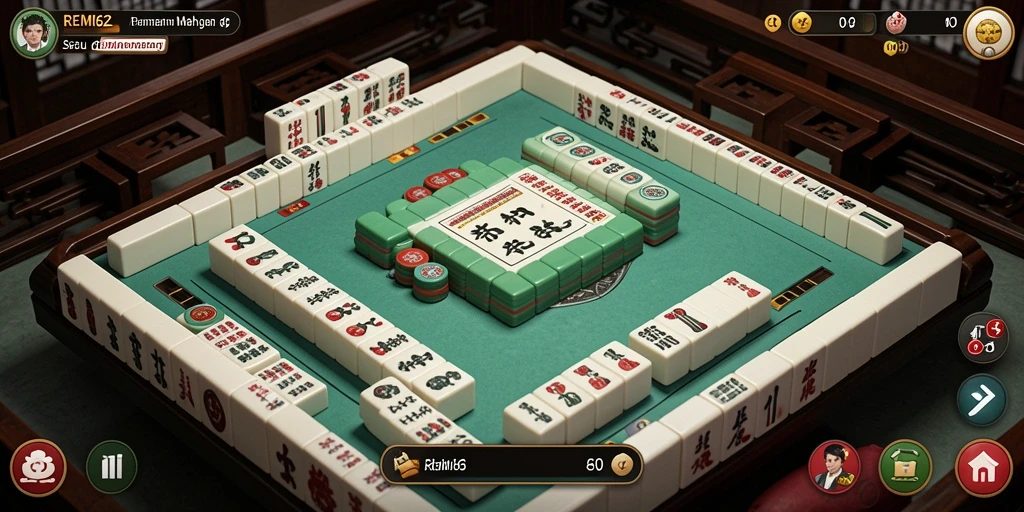 Tampilan gameplay Mahjong yang menarik di REMI62.