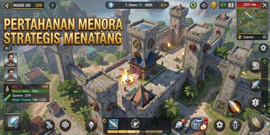 Tampilan gameplay menara pertahanan yang mendebarkan di RK77.