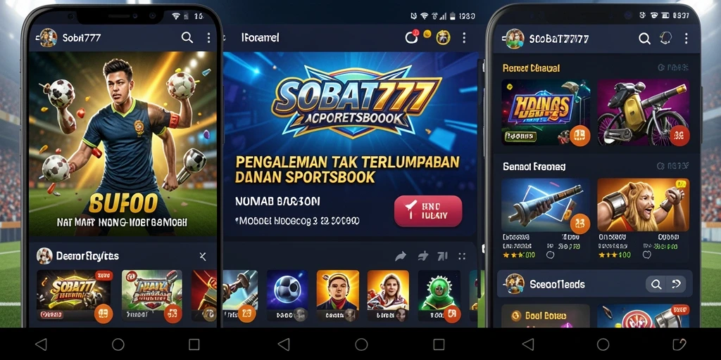 Tampilan gameplay SOBAT777 dengan fitur Sportsbook yang menarik.