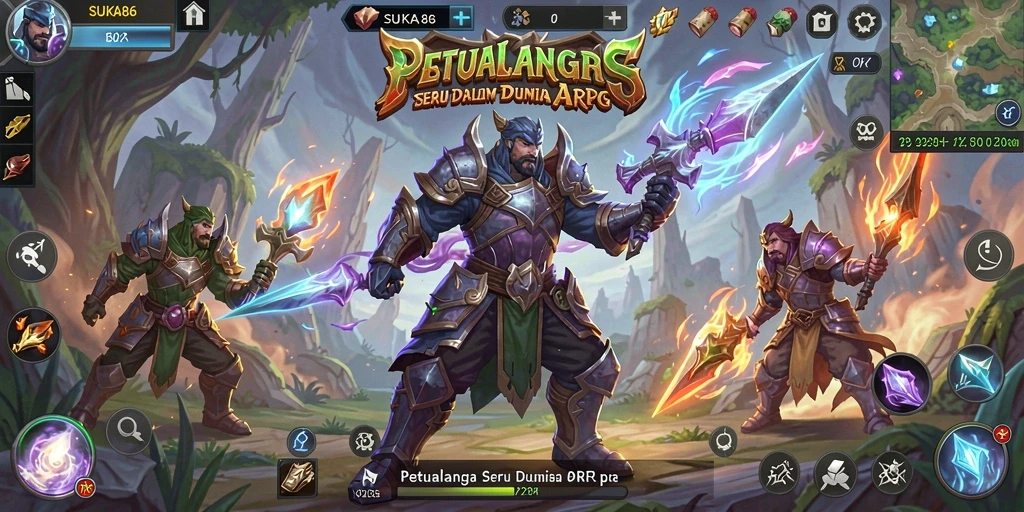 Screenshot permainan SUKA86 yang menampilkan aksi seru dalam pertempuran ARPG.