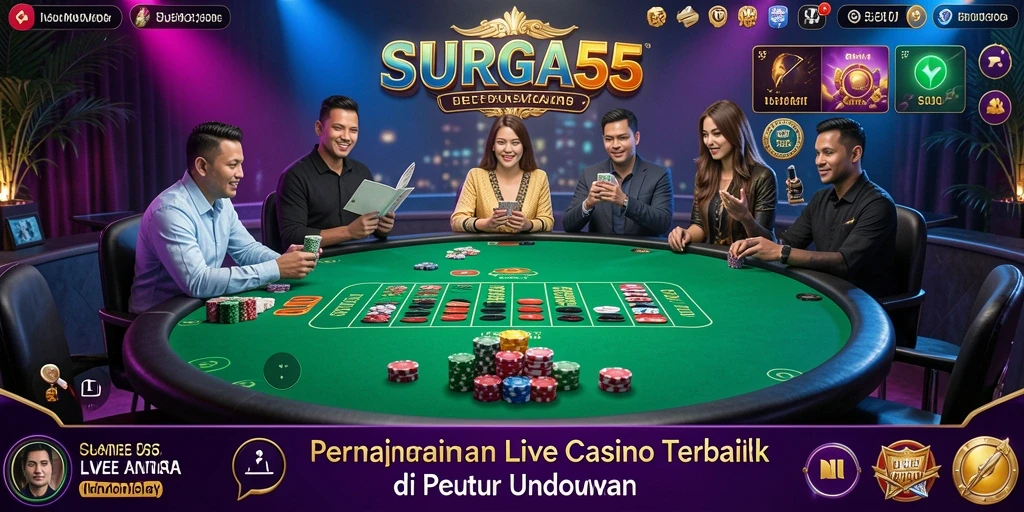 Screenshot SURGA55 menampilkan dealer langsung dan gameplay yang mendebarkan.